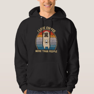 Vintage Pug I Love Coffee More Than People Coffee Hoodie