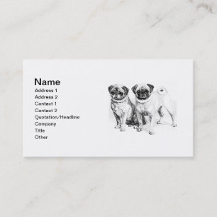 Vintage Pug Illustration Business Card