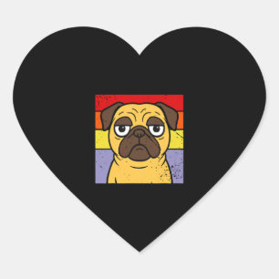 Vintage Pug Sarcastic Silly Puppy Dog Lover Humour Heart Sticker