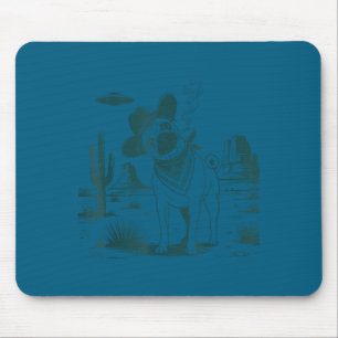 Vintage pug ufo western funny dog  mouse pad