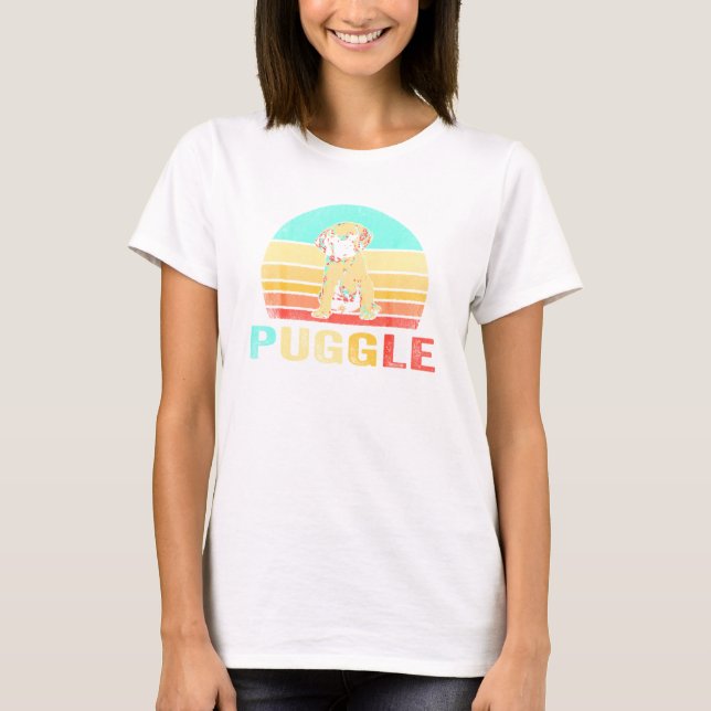 Vintage Puggle Dog Sunset T-Shirt (Front)