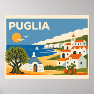 Vintage Puglia Italy Travel Poster