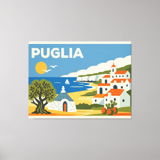 Vintage Puglia Italy Travel Poster Canvas Print