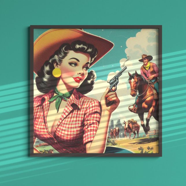 Vintage Pulp Cowgirl Illustration Poster (Creator Uploaded)