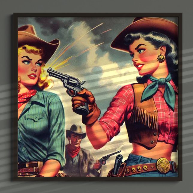 Vintage Pulp Cowgirls Illustration Poster (Creator Uploaded)