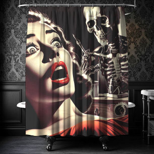 Vintage Pulp Horror Woman Shower Curtain