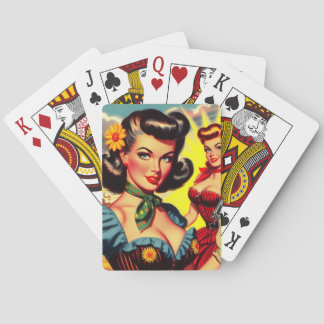 Vintage Pulp Western Girls Playing Cards