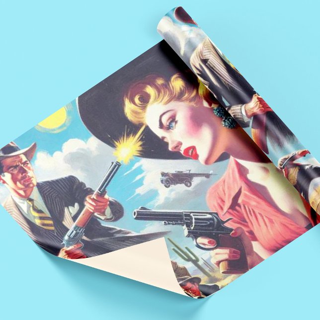 Vintage Pulp Western Illustration Wrapping Paper (Creator Uploaded)