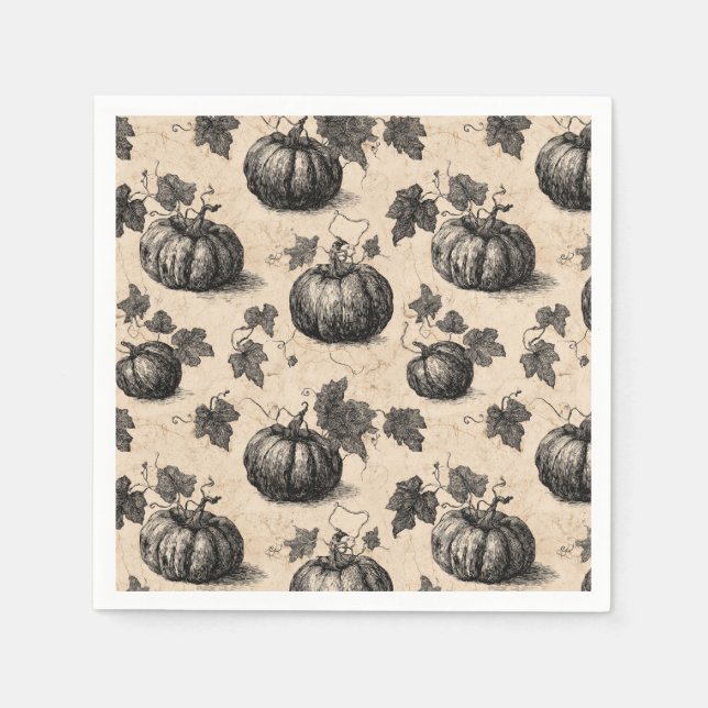 Vintage Pumpkin and Vine Engraving Pattern (2) Napkin (Front)