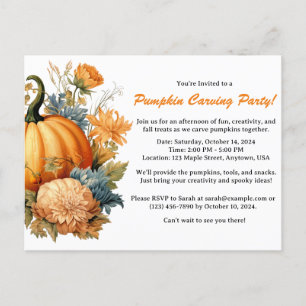 Vintage Pumpkin Carving Invitation Postcard