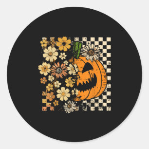 Vintage Pumpkin Flower Halloween Fall Thankgiving  Classic Round Sticker
