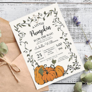 Vintage Pumpkin Gender Neutral Baby Shower  Invitation
