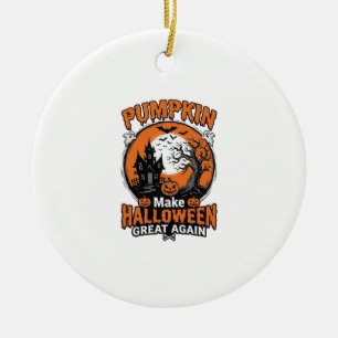 Vintage Pumpkin Halloween Great Again Shirt Design Ceramic Tree Decoration