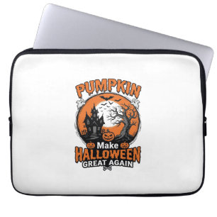 Vintage Pumpkin Halloween Great Again Shirt Design Laptop Sleeve
