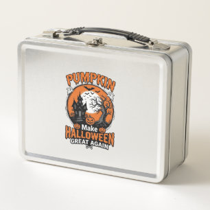 Vintage Pumpkin Halloween Great Again Shirt Design Metal Lunch Box