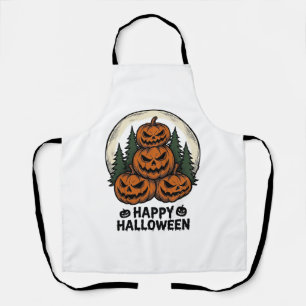 Vintage Pumpkin Halloween Jack O Lantern Forest Sh Apron