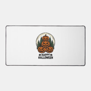Vintage Pumpkin Halloween Jack O Lantern Forest Sh Desk Mat