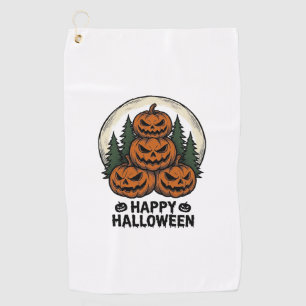 Vintage Pumpkin Halloween Jack O Lantern Forest Sh Golf Towel