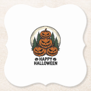 Vintage Pumpkin Halloween Jack O Lantern Forest Sh Paper Coaster