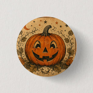 Vintage Pumpkin Halloween Throw Pillow 3 Cm Round Badge