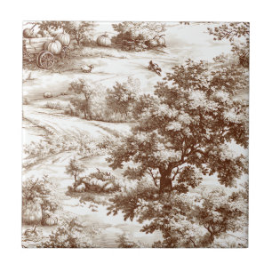 Vintage Pumpkin Harvest Countryside Toile (10) Tile