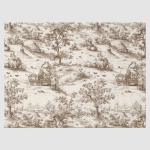 Vintage Pumpkin Harvest Countryside Toile (5) Tissue Paper