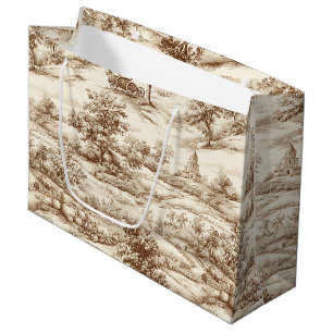 Vintage Pumpkin Harvest Countryside Toile (9) Large Gift Bag