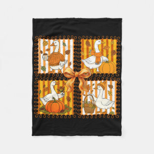 Vintage Pumpkin Latte Silly Goose Coquette Bow Tha Fleece Blanket