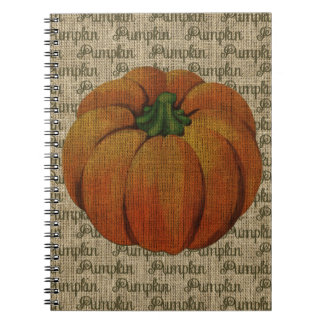 Vintage Pumpkin on Burlap Notebook