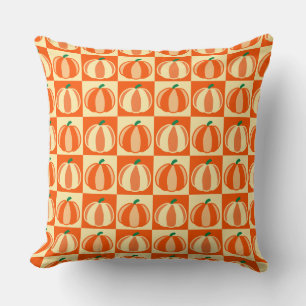 Vintage Pumpkin Orange Tartan Plaid Thanksgiving Cushion