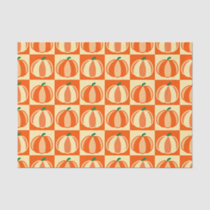 Vintage Pumpkin Orange Tartan Plaid Thanksgiving Tissue Paper