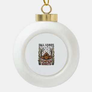 Vintage Pumpkin Shirt Fall Leaves Spooky Harvest A Ceramic Ball Christmas Ornament