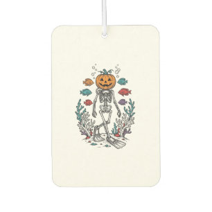 Vintage Pumpkin Skeleton Diver Halloween Fish Desi Car Air Freshener