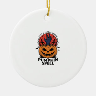 Vintage Pumpkin Spell Halloween Witch Hand Art_1 Ceramic Tree Decoration