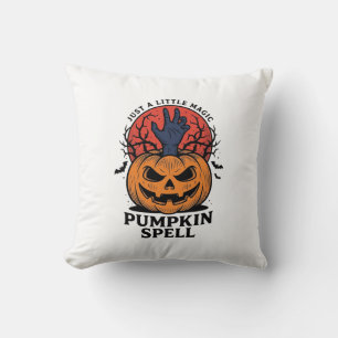 Vintage Pumpkin Spell Halloween Witch Hand Art_1 Cushion