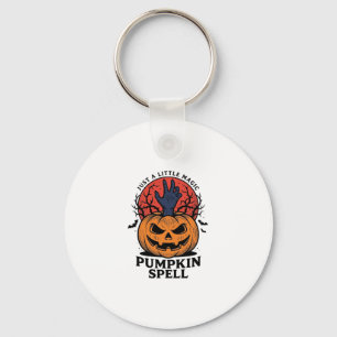 Vintage Pumpkin Spell Halloween Witch Hand Art_1 Key Ring