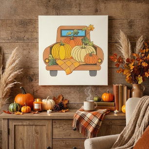 : Vintage Pumpkin Truck Canvas Print
