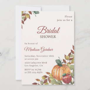 Vintage Pumpkin Watercolor Bridal Shower Invitation