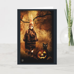 Vintage Pumpkin Witch Halloween Card