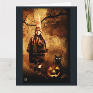 Vintage Pumpkin Witch Halloween Card X-LARGE CARD