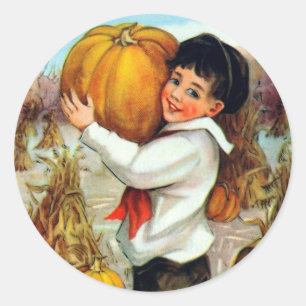 Vintage Pumpkins Classic Round Sticker