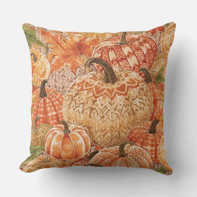 Vintage, Pumpkins Patch Crochet Design Cushion (Front)