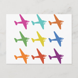 Vintage Punk Retro Aeroplane Pattern Postcard
