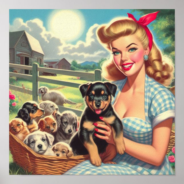 Vintage Puppies Pin-up Poster (Front)