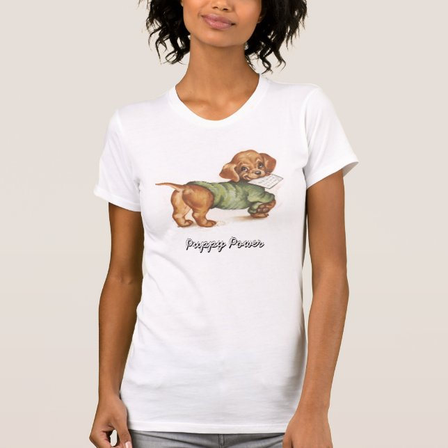 Vintage Puppy and Letter T-Shirt (Front)