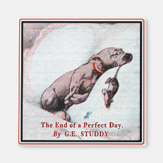 Vintage Puppy Art: End of Day Magnet