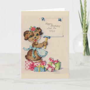 Vintage Puppy Birthday Greeting Card