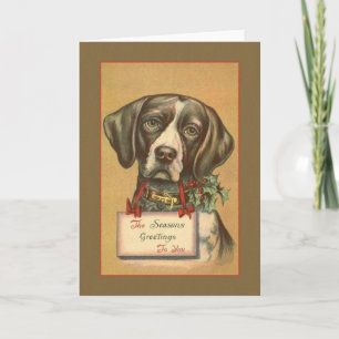 Vintage Puppy Christmas Greeting Card