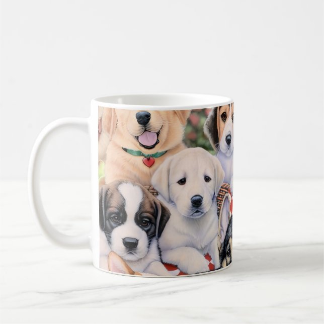 Vintage Puppy Dog Fabric Mug (Left)