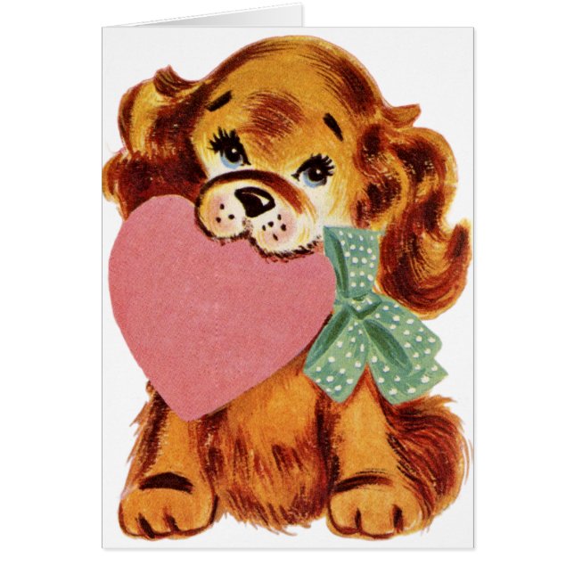 Vintage Puppy Holds Heart (Front)